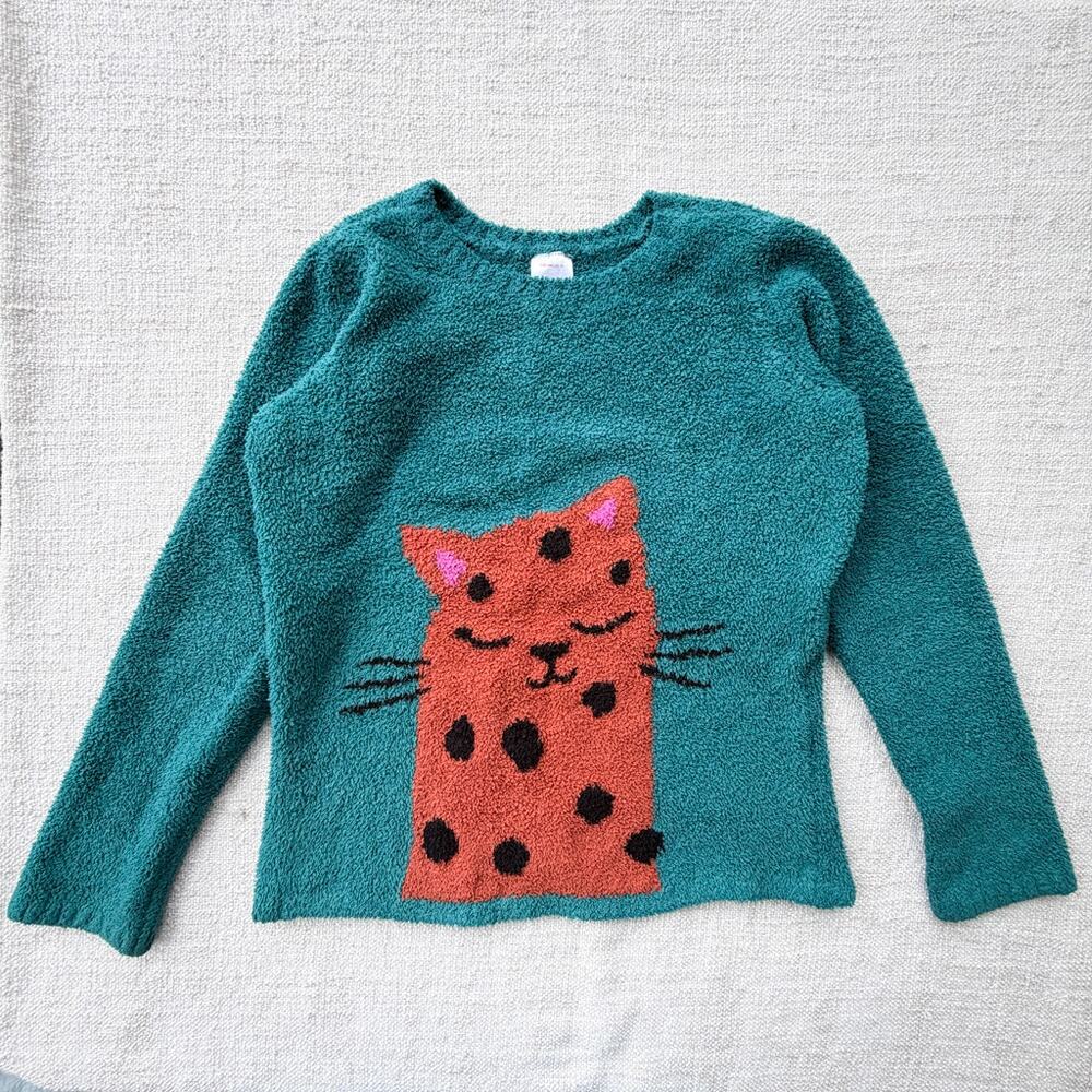 Hanna Andersson Green Cat Marshmallow Sweater GUC 10